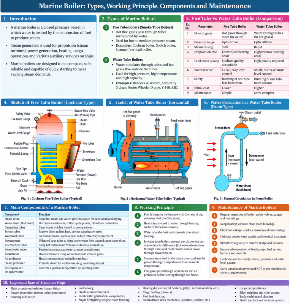 Marine Boiler: Types, Working Principle, Components and Maintenance